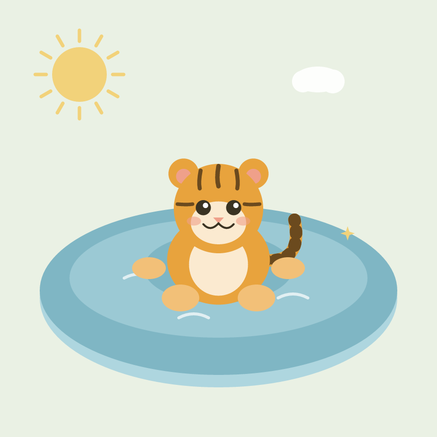 Bobo loves the water very much. He swims in the small pool.